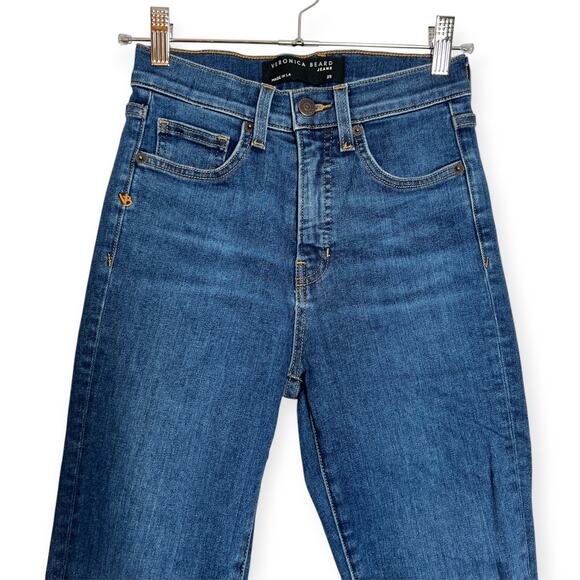 Veronica Beard Carly Kick Flare Kick Flare High Rise Jean SIZE 25 Bright Blue LA - Picture 8 of 11